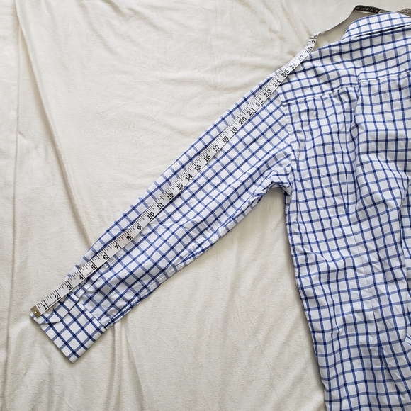 Eton Contemporary Dress Shirt White Blue Windowpane Plaid Button Up 15.5 39 - Picture 10 of 10
